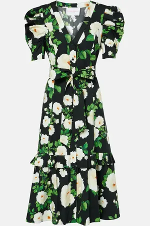 Carolina Herrera Floral cotton-blend midi dress