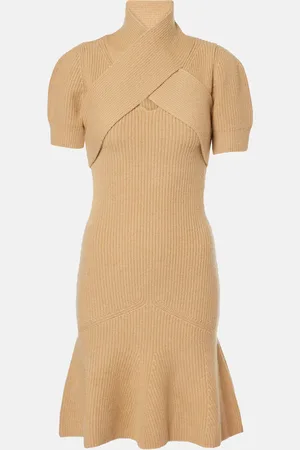 Patou Scarf-detail wool and cashmere minidress
