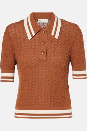 Tory Burch Cotton pointelle polo shirt