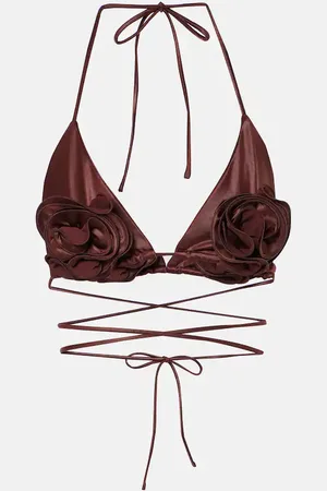 MAGDA BUTRYM Floral-appliquÃ© triangle bikini top