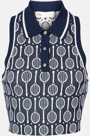 Tory Burch Cropped intarsia polo shirt