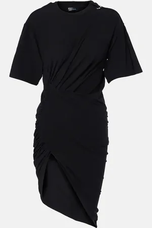 MUGLER Draped cotton-blend jersey minidress