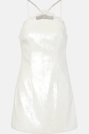 Self-Portrait Bow-detail sequined minidress