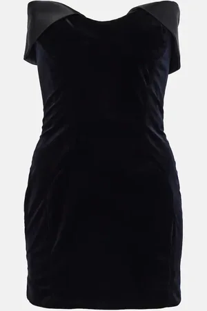 MUGLER Satin-trimmed velvet minidress