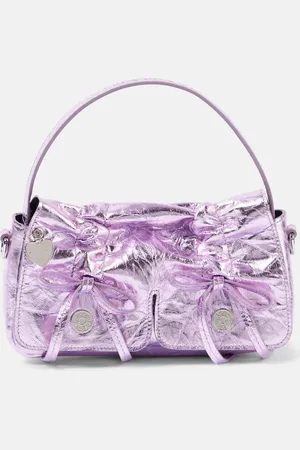 Acne Studios Bow-detail metallic leather shoulder bag