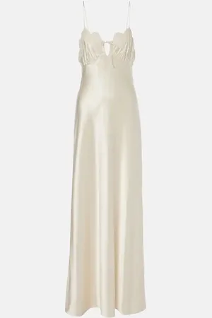 Saint Laurent Lace-trimmed silk satin gown