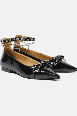 Ganni Eyelets Jewel faux leather ballet flats