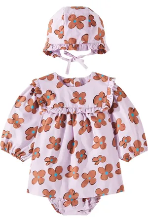 Jelly Mallow Baby Fun Flower cotton dress and bonnet set