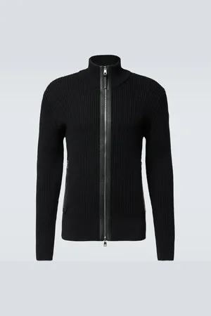 Moncler Ribbed-knit wool zip-up sweater