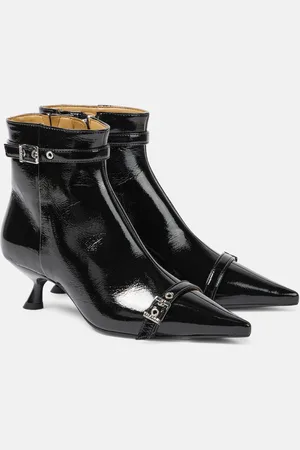 Ganni Eyelets faux leather ankle boots