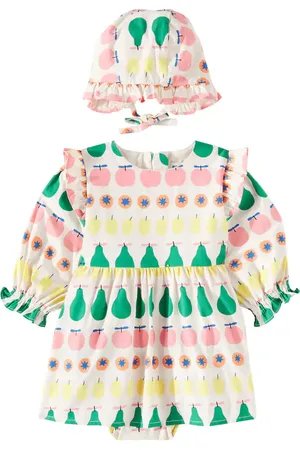 Jelly Mallow Baby Fruity cotton dress and bonnet set