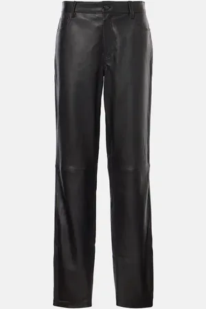 Totême Mid-rise leather straight pants