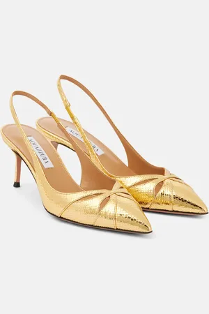 Aquazzura Moves 65 snake-effect leather slingback pumps
