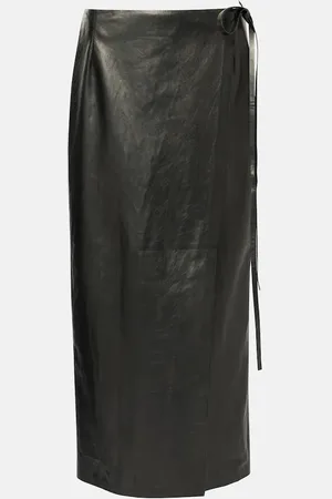 The Row Bert leather wrap skirt