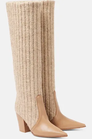 Gianvito Rossi Leather-trimmed knee-high boots