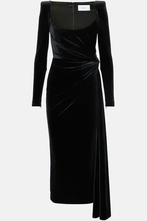 ALEX PERRY Draped velvet midi dress