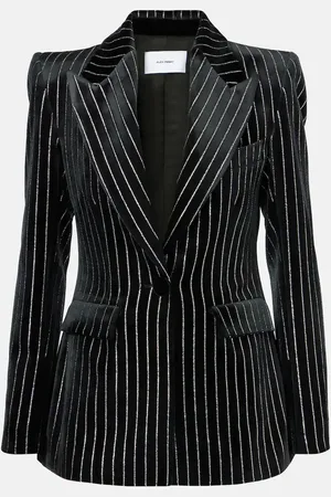 ALEX PERRY Crystal-embellished pinstripe velvet blazer