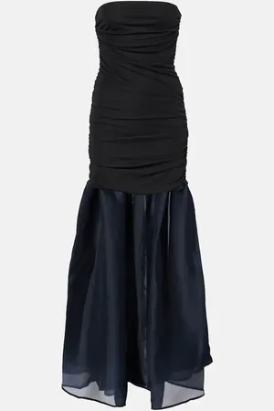 Staud Liya ruched jersey and organza gown