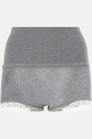 MAGDA BUTRYM Lace-trimmed high-rise cashmere shorts