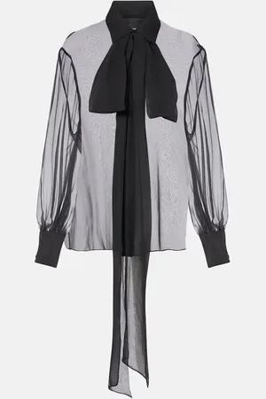 VALENTINO Scarf-detail sheer silk chiffon blouse