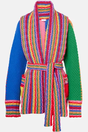 Puccini Colorblocked striped wool wrap cardigan