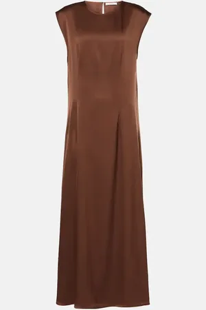 ASCENO Rose silk satin maxi dress