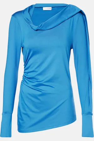 Victoria Beckham Ruched asymmetric jersey top