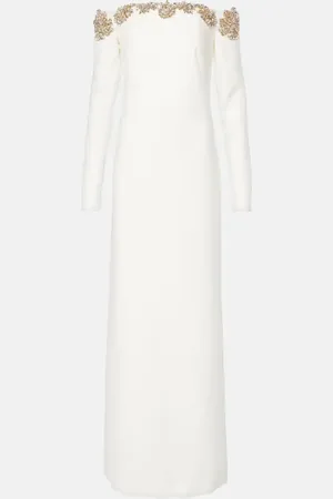 Costarellos Meline embellished crÃªpe gown