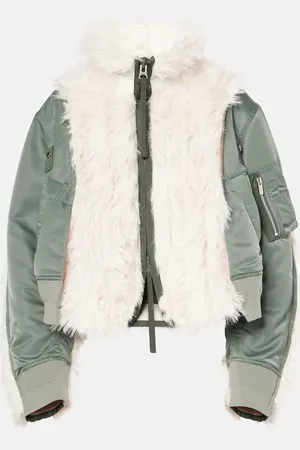 SACAI Faux fur and technical jacket