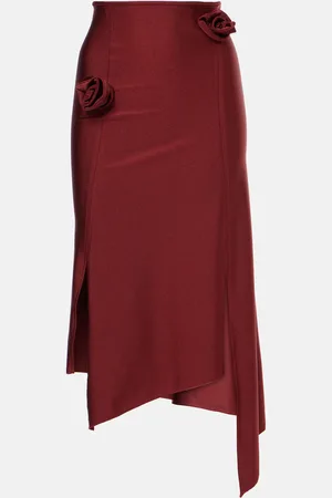 COPERNI Floral-appliquÃ© asymmetric midi skirt