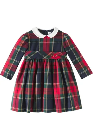 Il gufo Baby plaid gathered dress