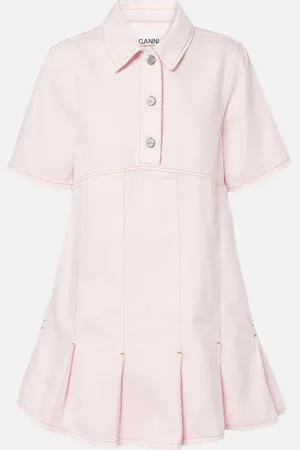 Ganni Pleated denim shirt dress