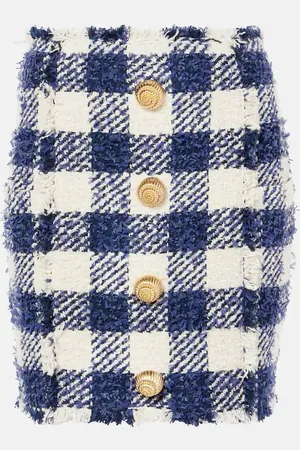 Balmain Checked high-rise tweed miniskirt