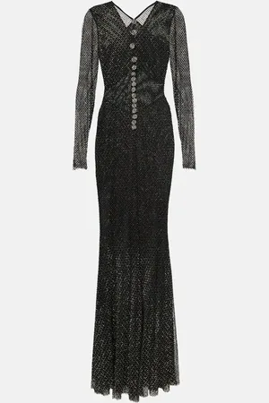 Self-Portrait Embellished fishnet gown