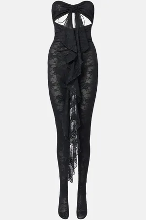 Oseree OsÃ©ree Ruffled cutout lace catsuit