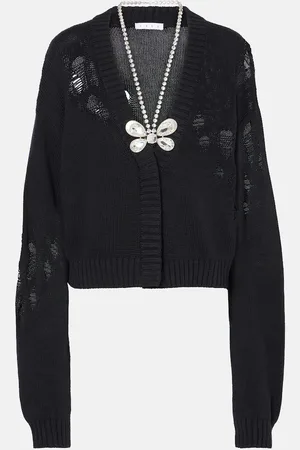 AREA Embellished cotton and cashmere cardigan