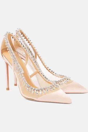 Aquazzura Crystal Crush 105 satin and mesh pumps