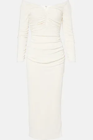 Carolina Herrera Off-shoulder ruched jersey midi dress