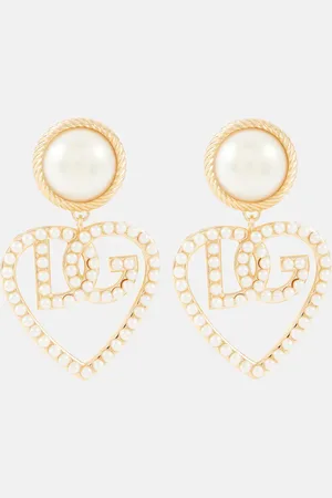 Dolce & Gabbana Logo faux pearl clip-on earrings
