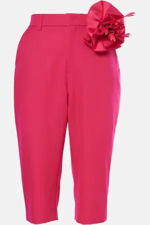 AREA Floral-appliquÃ© wool capri pants