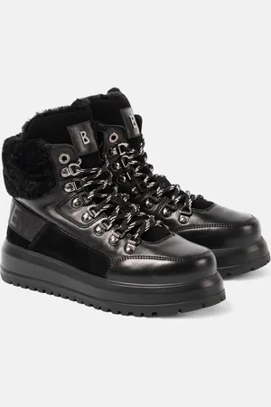 Bogner Shearling-trimmed leather boots