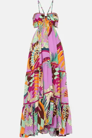 Camilla Gathered printed silk cutout maxi dress
