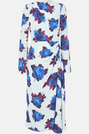 Erdem Draped floral crÃªpe midi dress