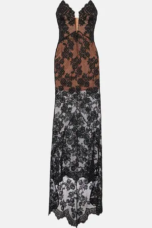 Self-Portrait Embellished sheer lace gown