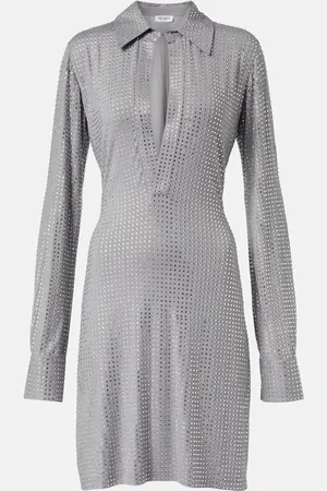 The Attico Crystal-embellished jersey shirt dress