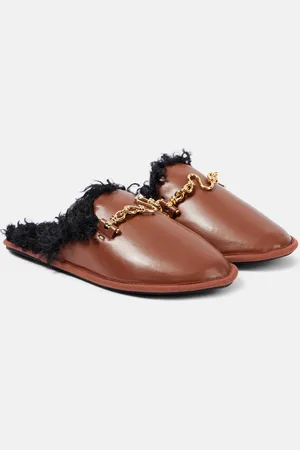 Stella McCartney Ryder teddy-trimmed faux leather mules