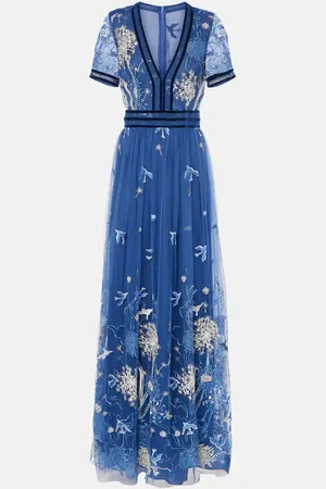 Costarellos Floral embroidered gown
