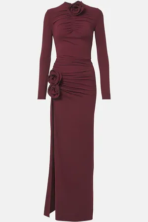 MAGDA BUTRYM Floral-appliquÃ© ruched jersey gown