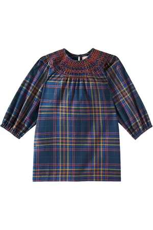 Tiny Cottons Plaid smocked cotton flannel dress