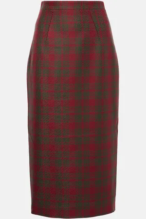 EMILIA WICKSTEAD Lorelei plaid wool-blend pencil skirt